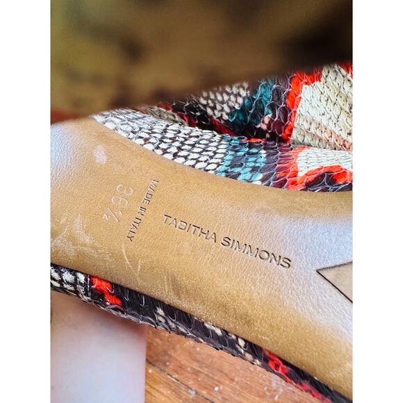 TABITHA SIMMONS Red Black White Farah Snake Peep Toe Ankle Bootie Heel Size 36.5 - Picture 3 of 9